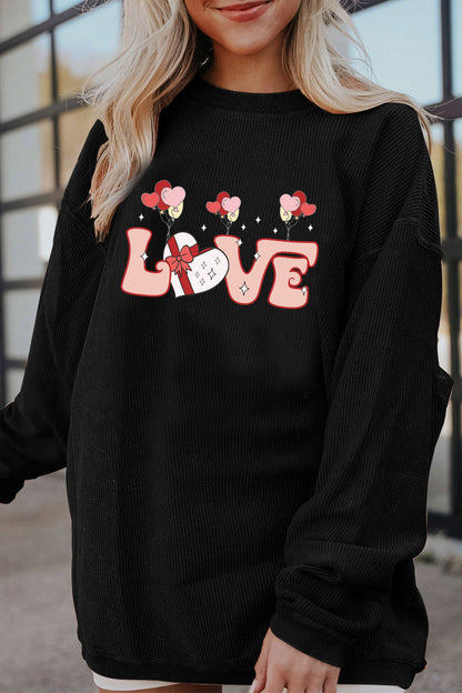 Valentine Heart Love Letter Corduroy Pullover Top