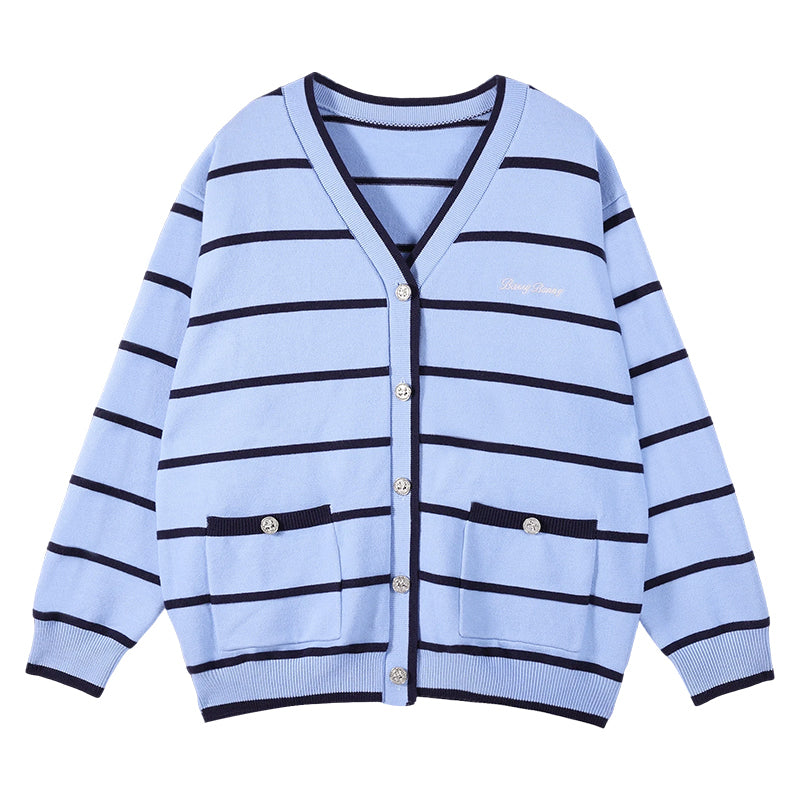 Cute Striped Knit Cardigan Sweater for Girls