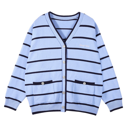 Cute Striped Knit Cardigan Sweater for Girls