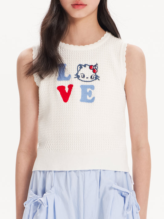 Girls Sleeveless Knit Top Summer Ice Silk Tank Shirt