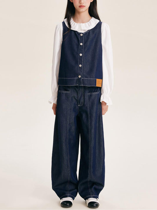Girls' Denim Set - Stylish Casual Outfit for Kids