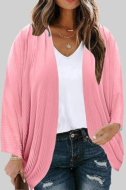 Large Size Threaded Cardigan Thin Loose Casual Solid Color Knit Sweater Women Plus Size