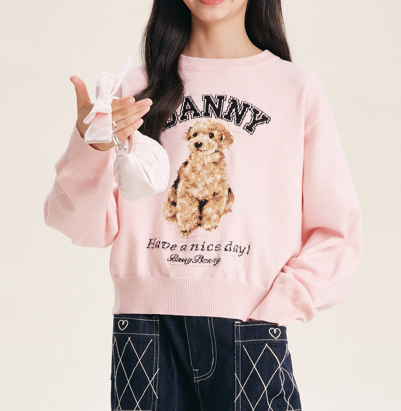 Pink Cartoon Dog Sweatshirt for Kids | Cozy & Cute