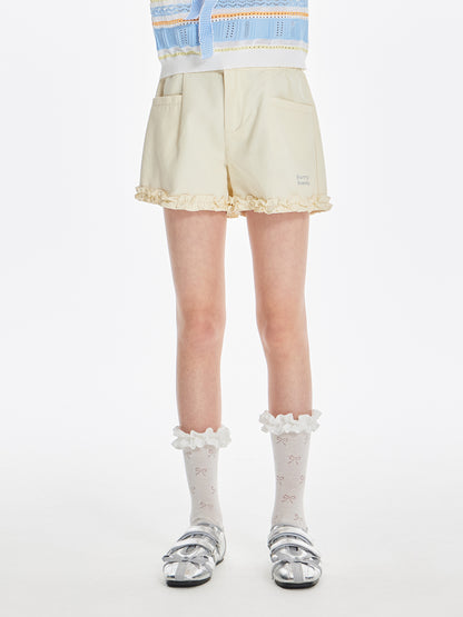 Girls Ruffle Hem Cotton Knit Summer Casual Shorts