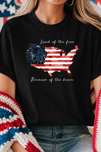 USA Map Graphic July 4th Patriotic Tee Shirt