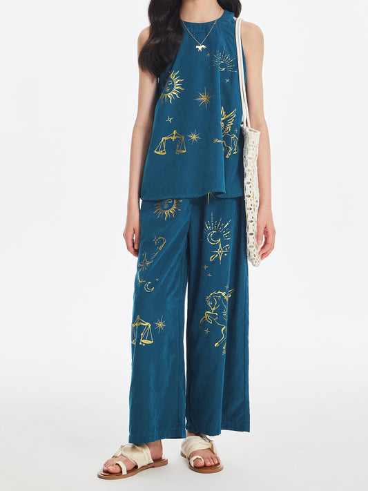Girls Summer Sleeveless Top and Wide Leg Pants