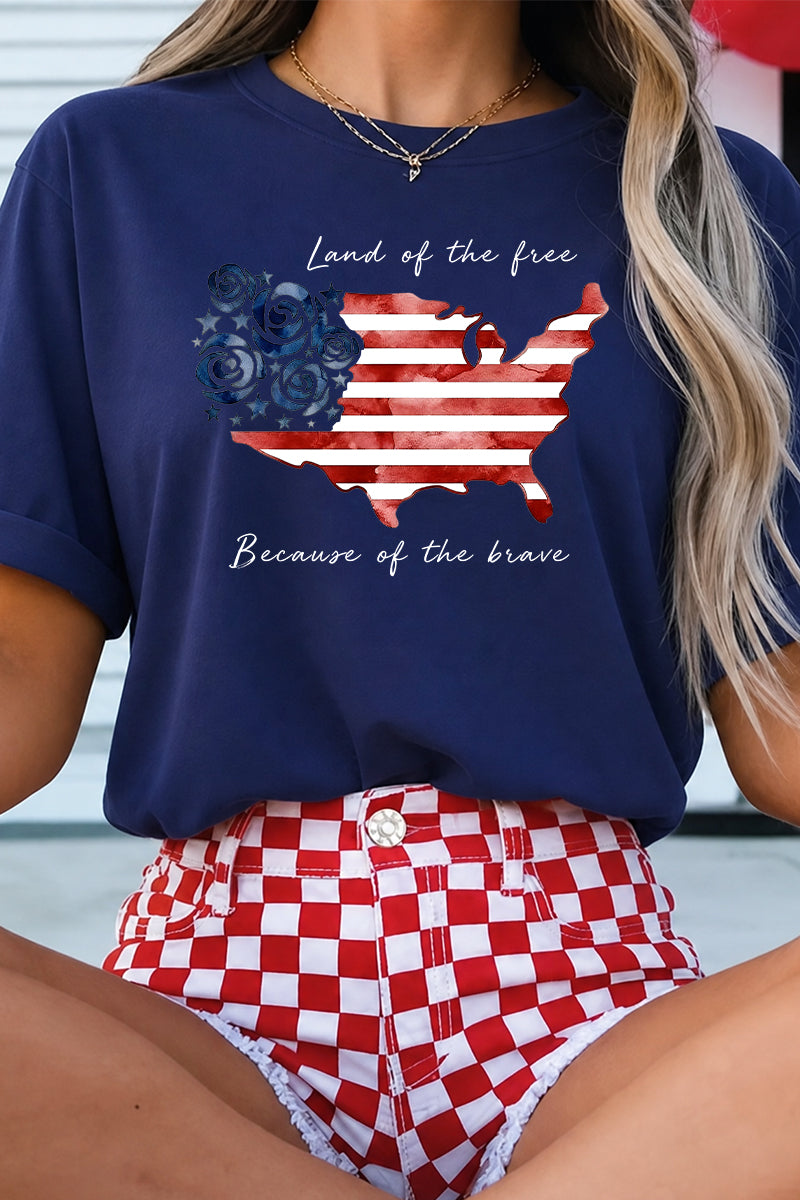 4th of July USA Graphic Oversized Patriotic Tee