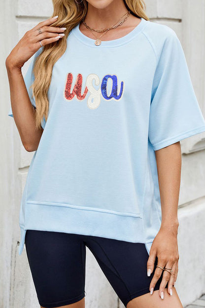 USA Graphic July 4th Oversized Casual Tee Top