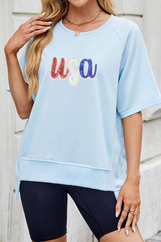 USA Graphic July 4th Oversized Casual Tee Top