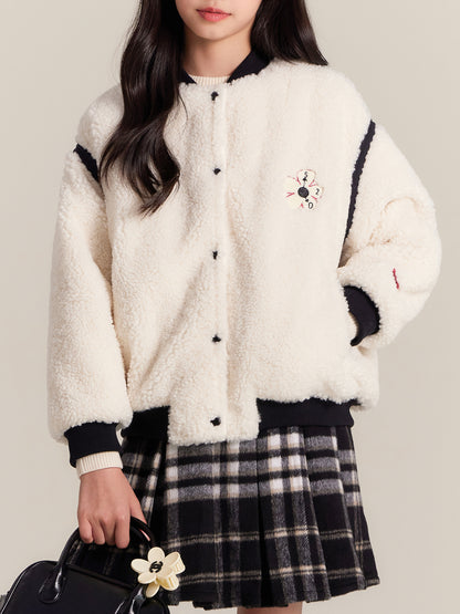 Girls Cozy Button Front Winter Jacket