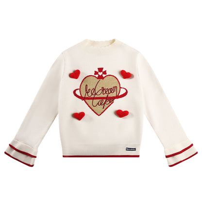 Kids' Cute Heart Knit Sweater