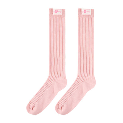 Kids Simple Cotton Ribbed Knee-High Socks