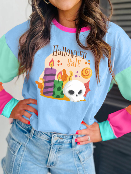Spooky Halloween Graphic Colorblock Tee