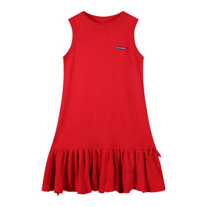 Girls' Knit Sleeveless Dress with Bow Detail