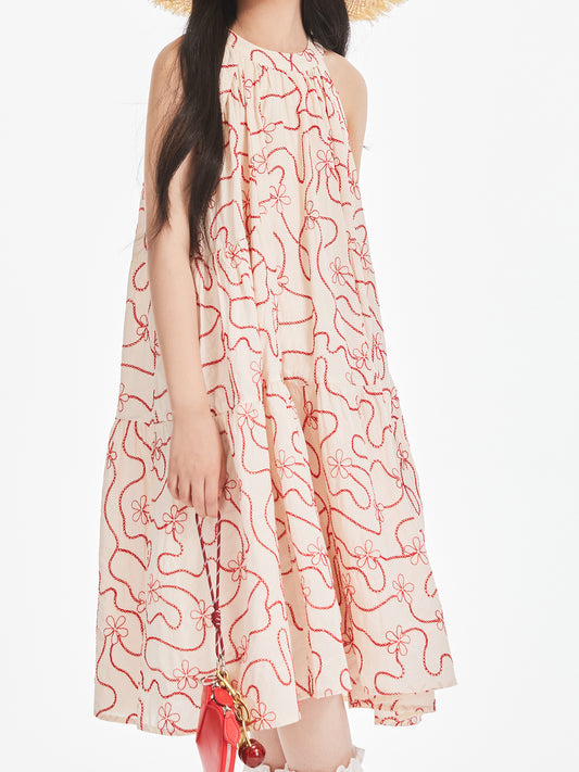Girls Sleeveless Summer Holiday Dress for Casual Vacation