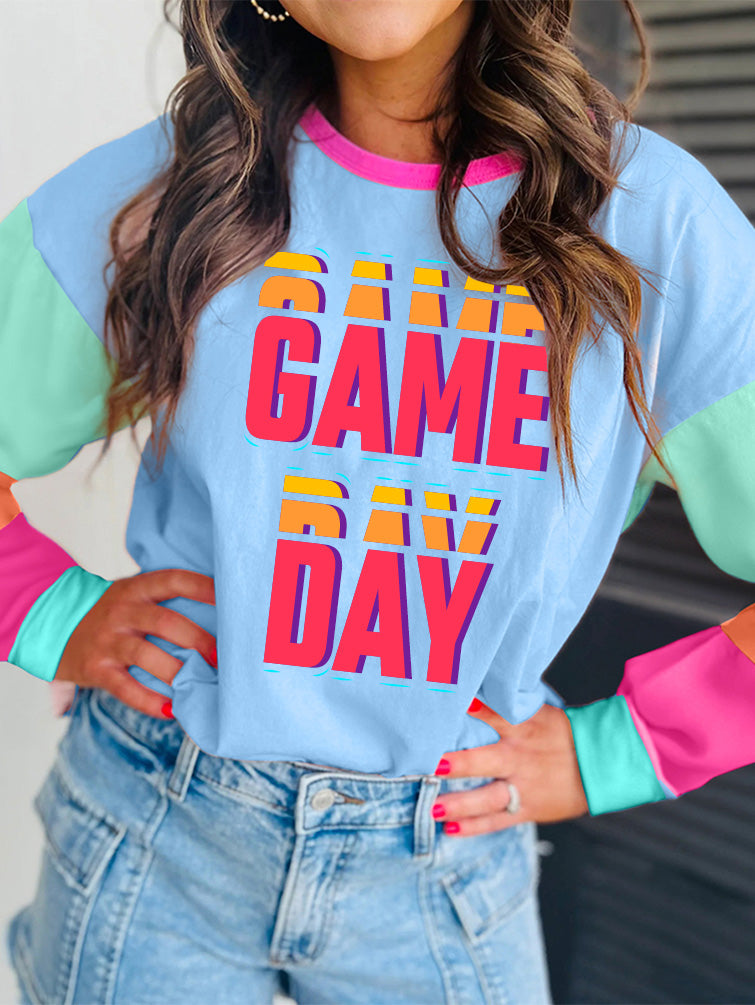Vibrant Game Day Colorblock Graphic Tee