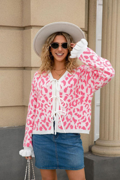 Leopard Knit Tie Cardigan – Bold Winter Street Style