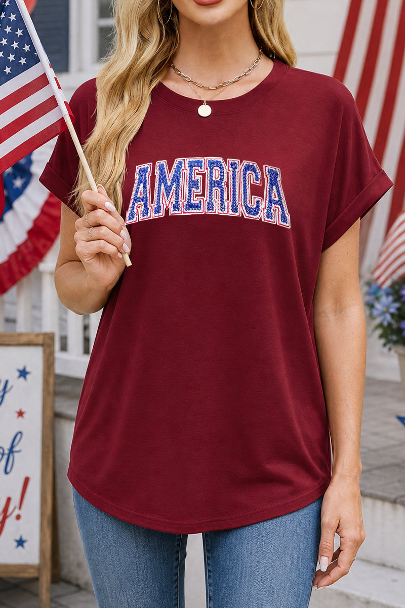 America Graphic July 4th Patriotic Tee Shirt Women