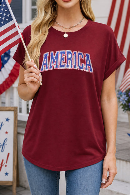 America Graphic July 4th Patriotic Tee Shirt Women