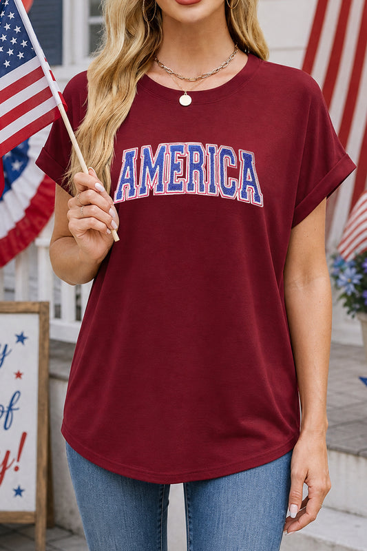 America Graphic July 4th Patriotic Tee Shirt Women
