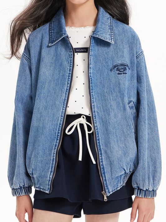 Vintage Denim Jacket for Kids - Retro Zip-Up Outerwear