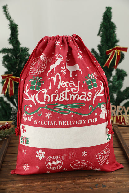 Red Christmas Drawstring Reusable Large Gift Bag 50x66cm