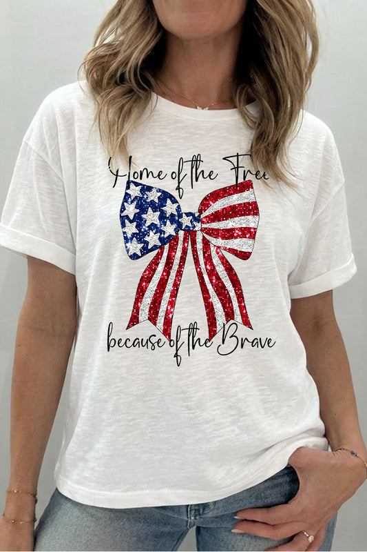 4th of July American Flag Bow Graphic Tee