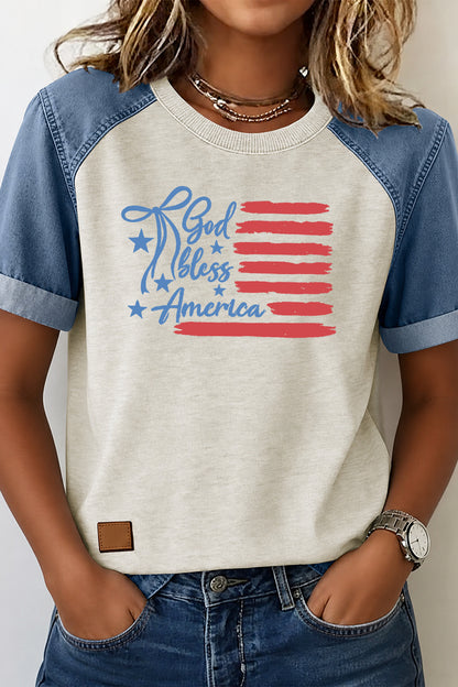 4th of July “God Bless America” Patchwork Tee