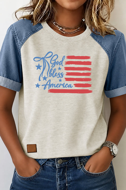 4th of July “God Bless America” Patchwork Tee