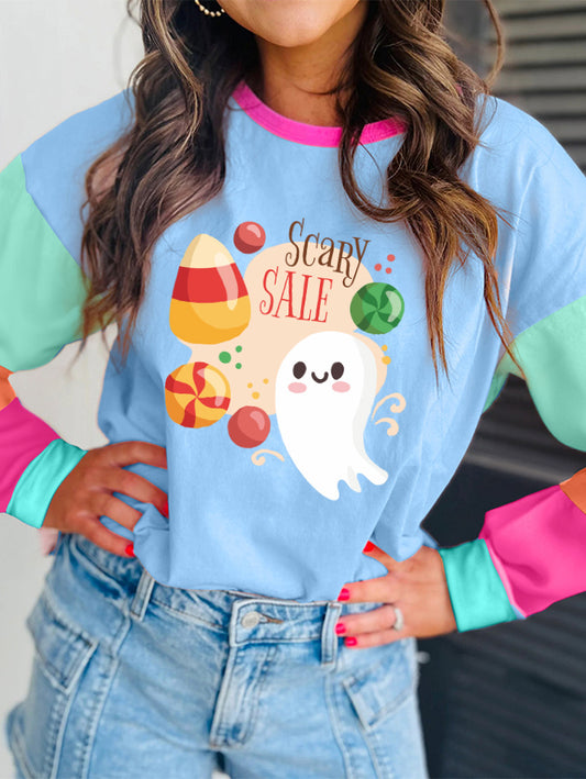 Scary Sale Halloween Colorblock Graphic Tee