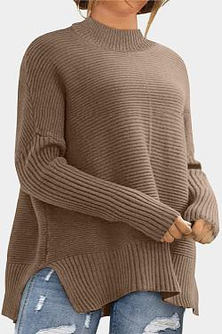 plus size turtleneck slit sweater