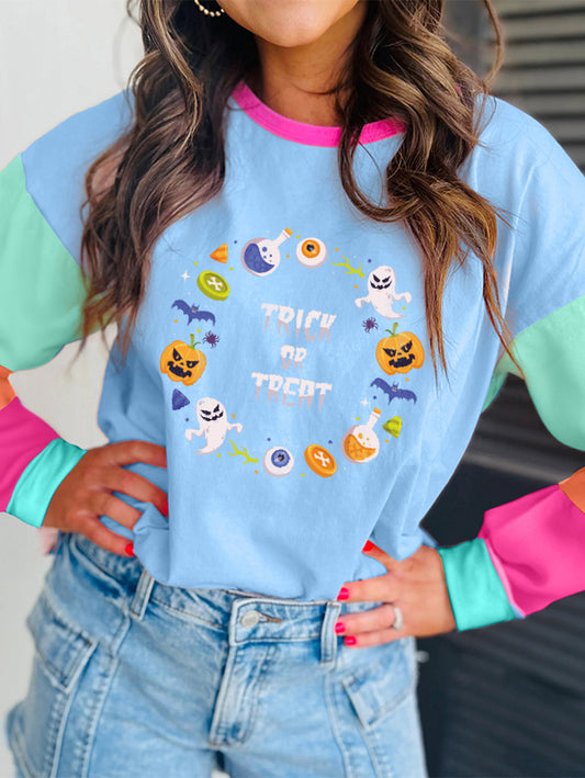 Trick or Treat Halloween Colorblock Graphic Tee