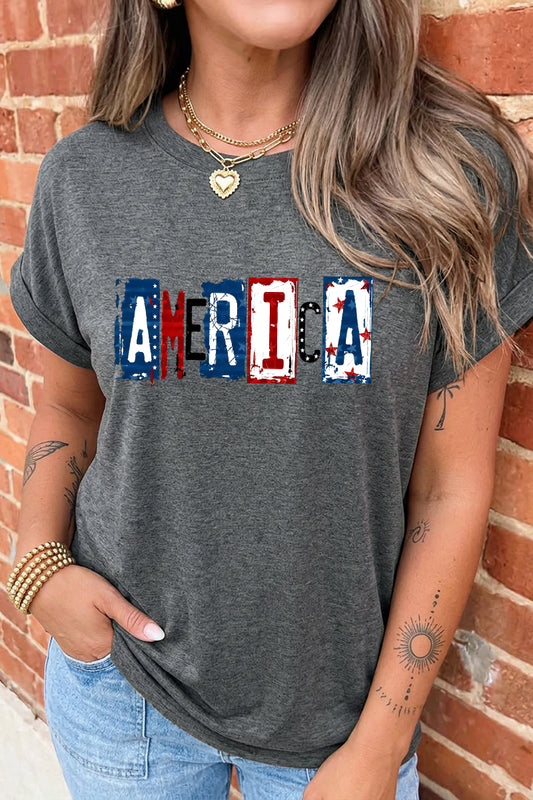 America Flag Graphic July 4th Patriotic Tee Shirt