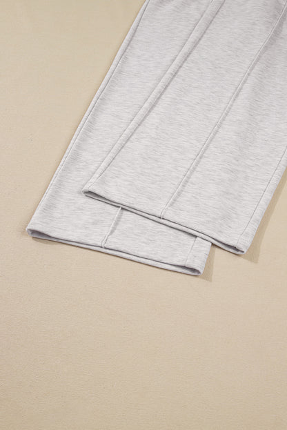 Light Grey Polo Collar Pullover & Drawstring Sweatpants Set