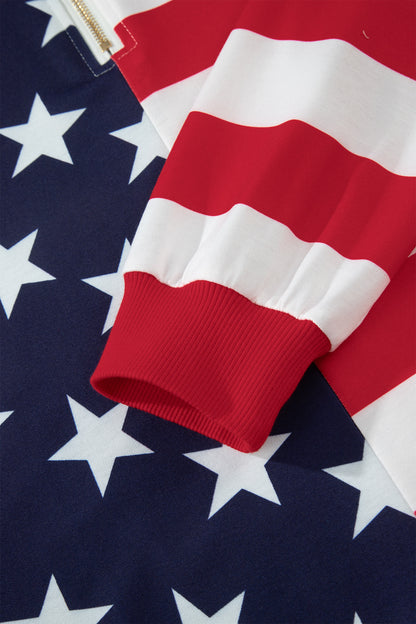 4th of July American Flag Oversized Quarter Zip Sweatshirt