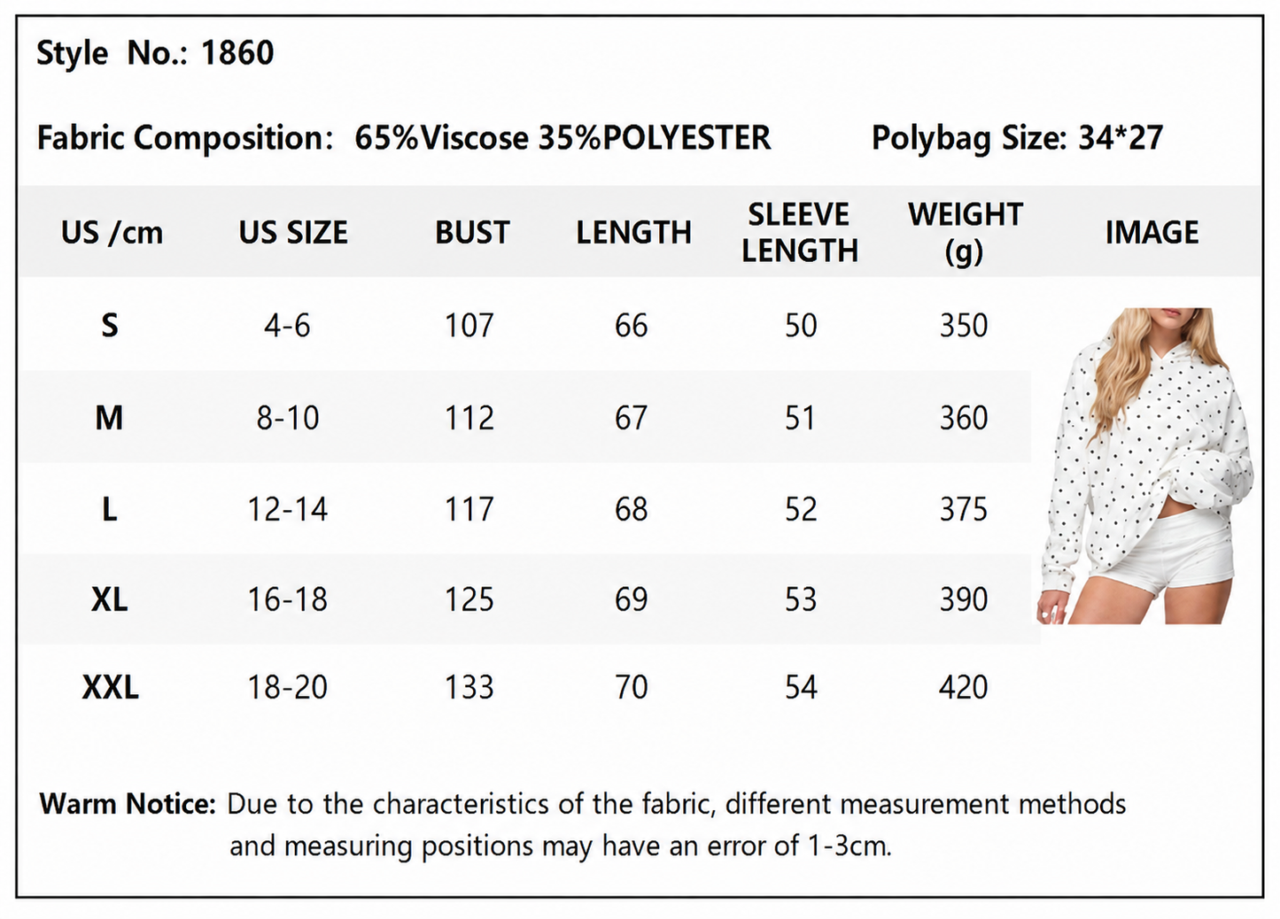 Polka Dot Hoodie Kangaroo Pocket Relaxed Fit Sweatshirt