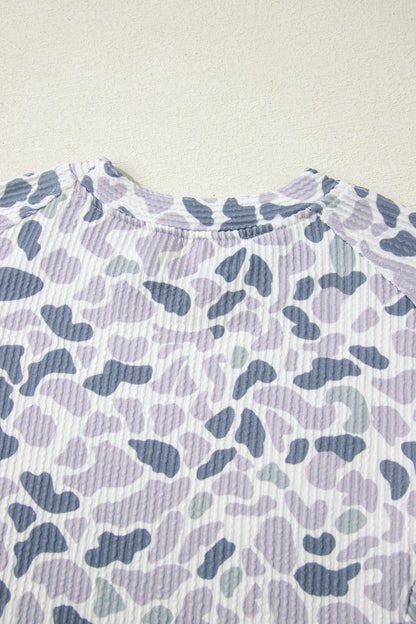 Women Camo Print Two Piece Set Casual Tee Drawstring Pants