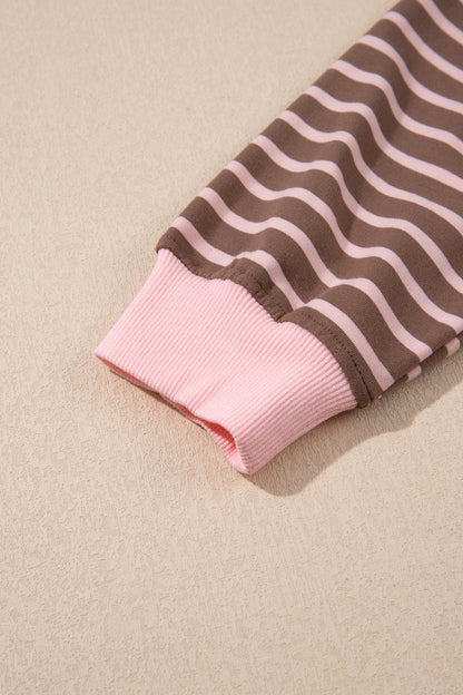 Women's Preppy Striped Collared Drawstring 2-Piece Set
