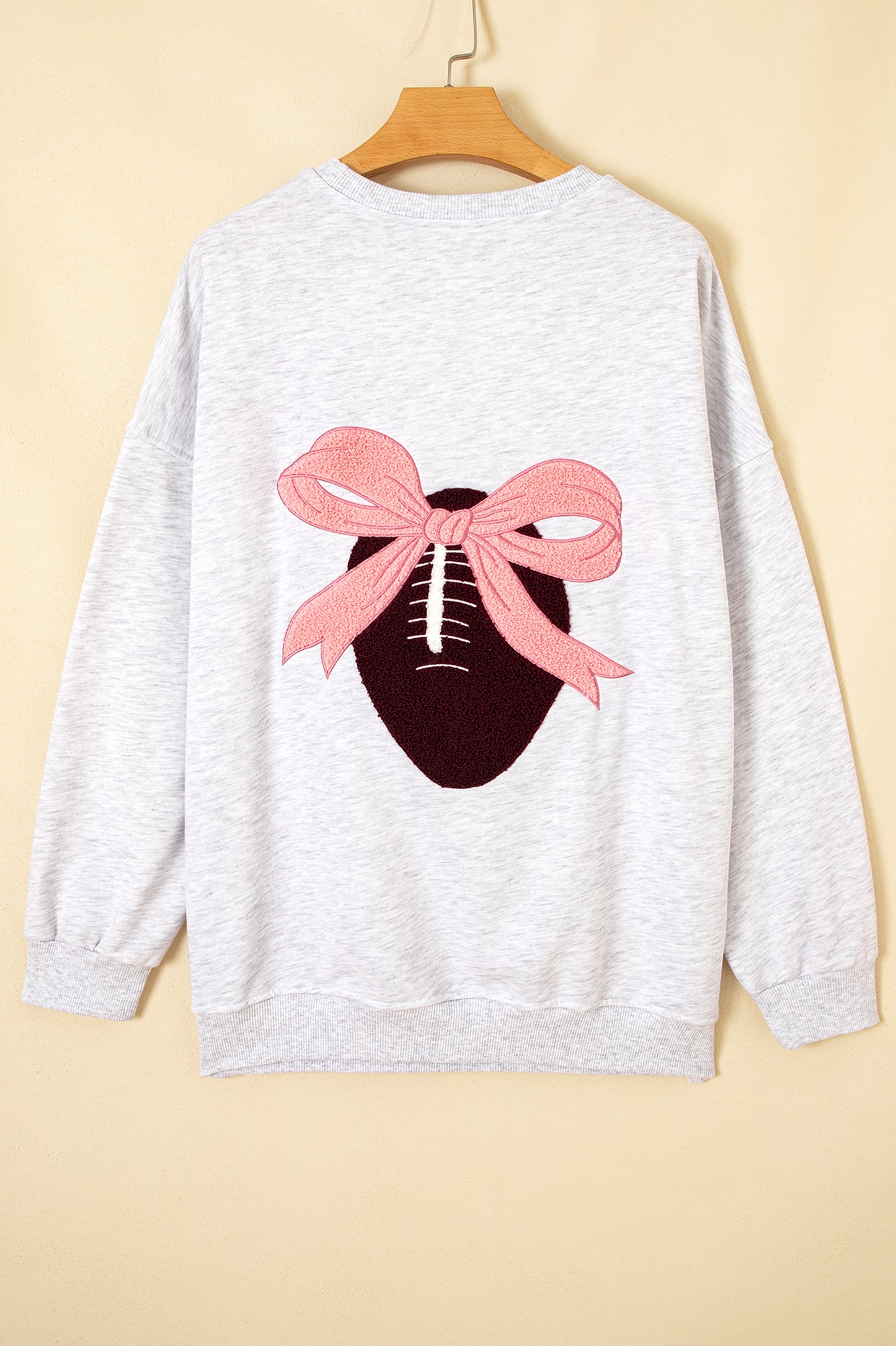 Embroidered Football Bow Back Game Day Sweatshirt