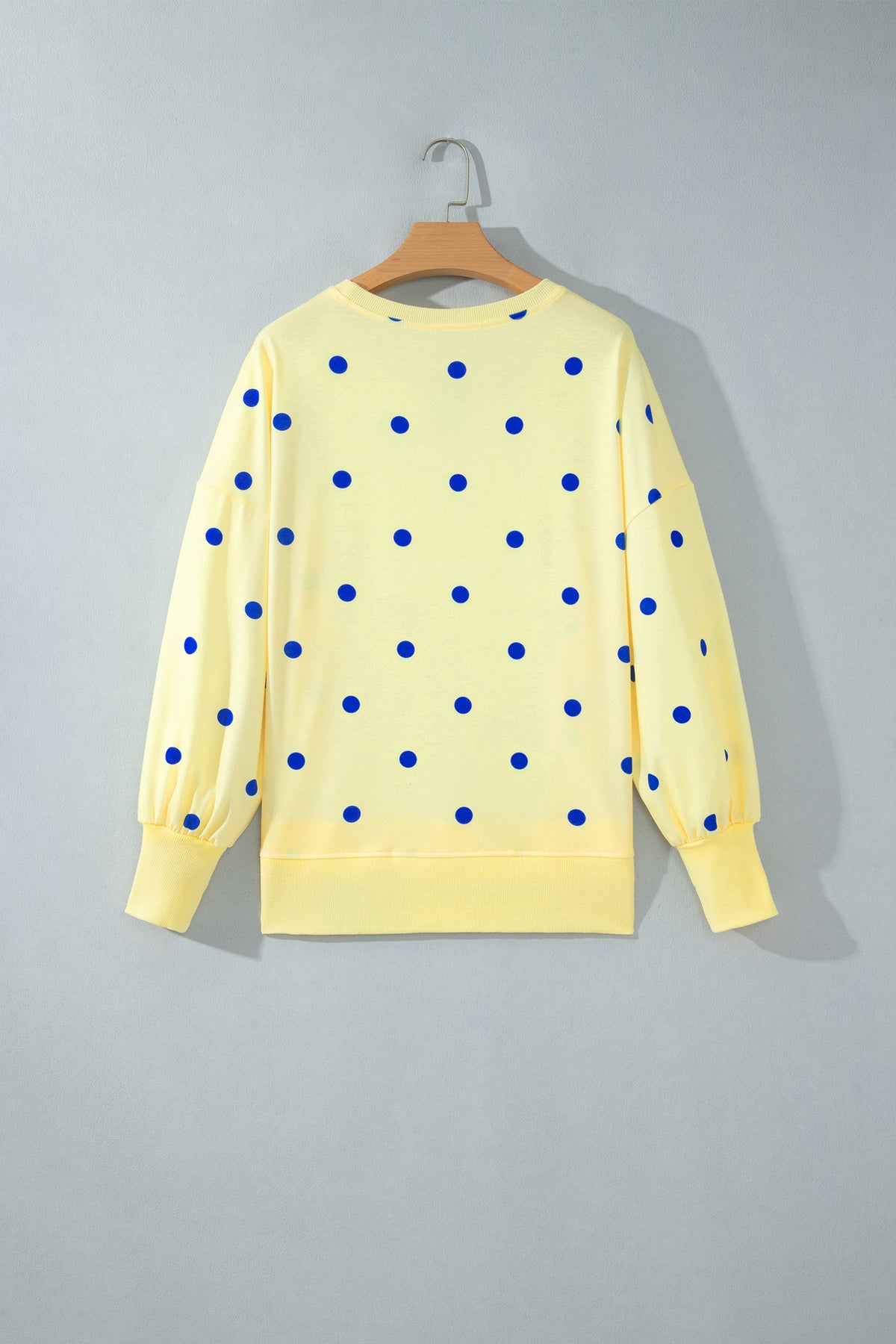 Polka Dot Oversized Long Sleeve Tee Split Hem