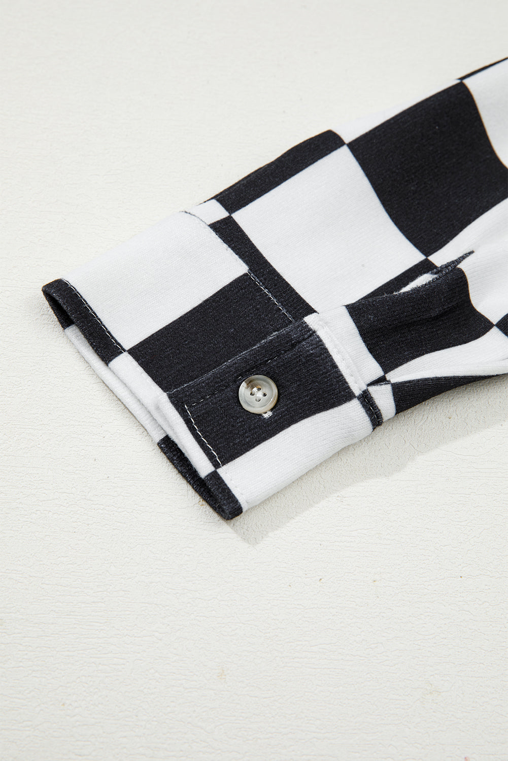 Checkerboard Print Flap Pocket Button Front Shacket