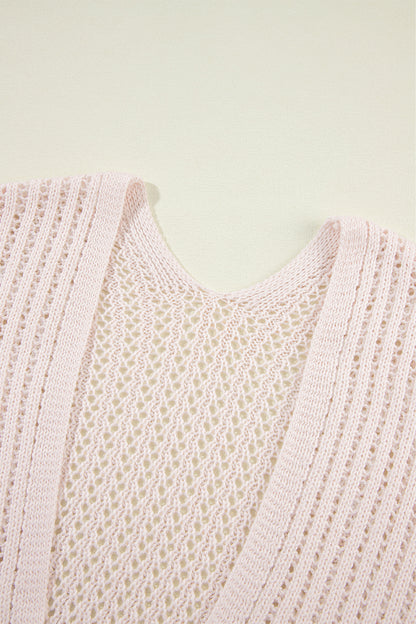 Jet Stream Hollowed Crochet Drop Shoulder Open Front Cardigan