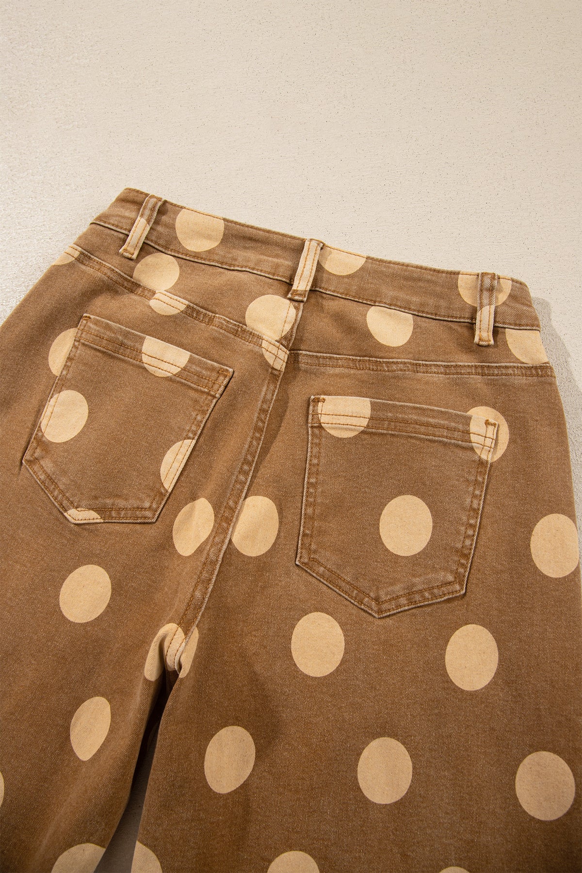 Women's Polka Dot Cuffed Wide Leg Jeans