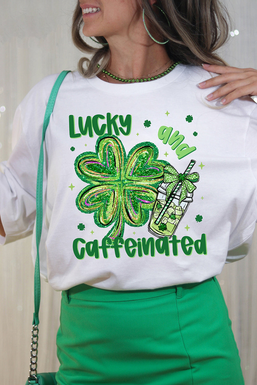 St. Patrick’s Lucky & Caffeinated Clover Graphic Tee