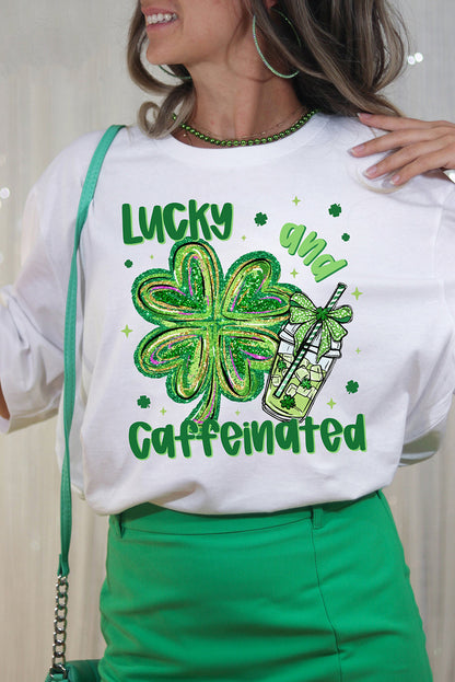 St. Patrick’s Lucky & Caffeinated Clover Graphic Tee