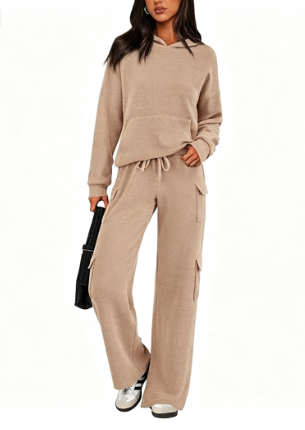 Women's Cargo Hoodie Sweatpants Matching Lounge Set