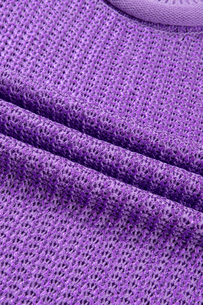 Mardi Gras Wisteria High Neck Knit Sweater Tee