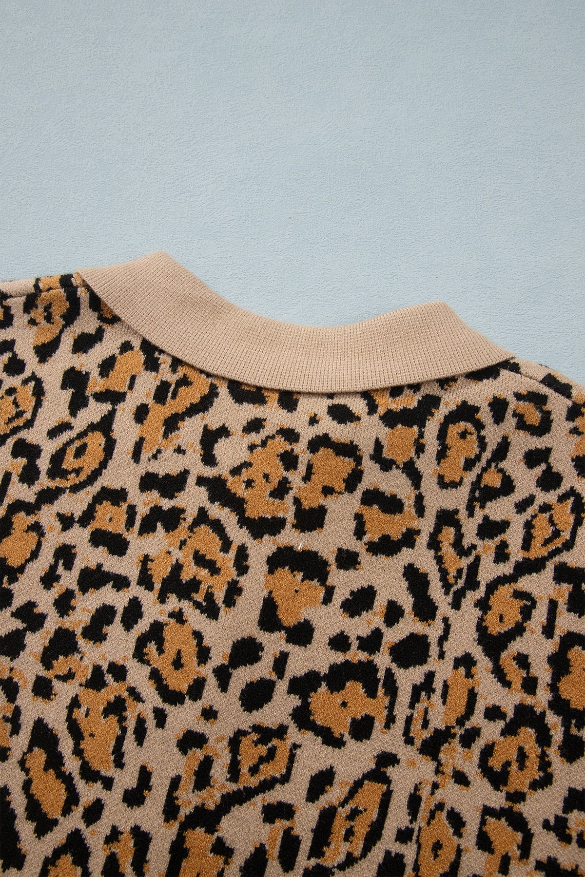 Leopard Print Button Up Knit Cardigan Top