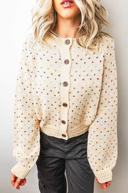Speckled Knit Button Front Cardigan