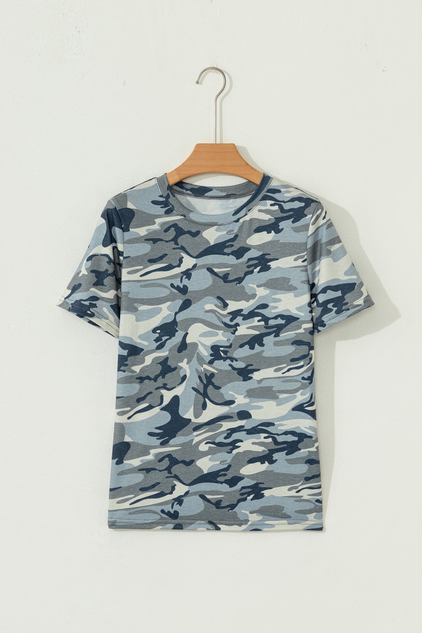 Green Camo Print Crew Neck Short Sleeve T Shirt